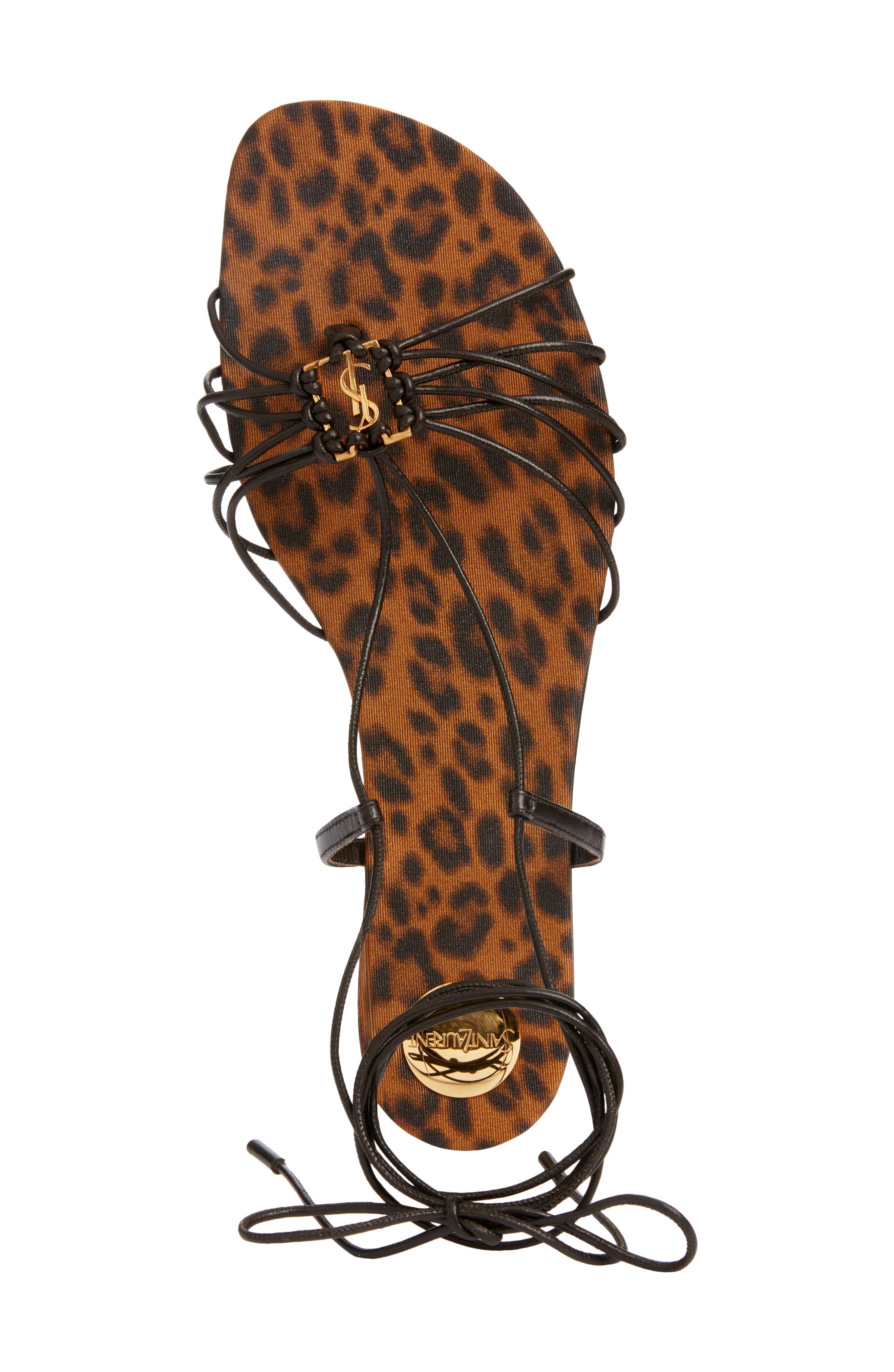 Saint Laurent Bridget Wraparound Ankle Strap Sandal, Alternate, color, Eagle Brown