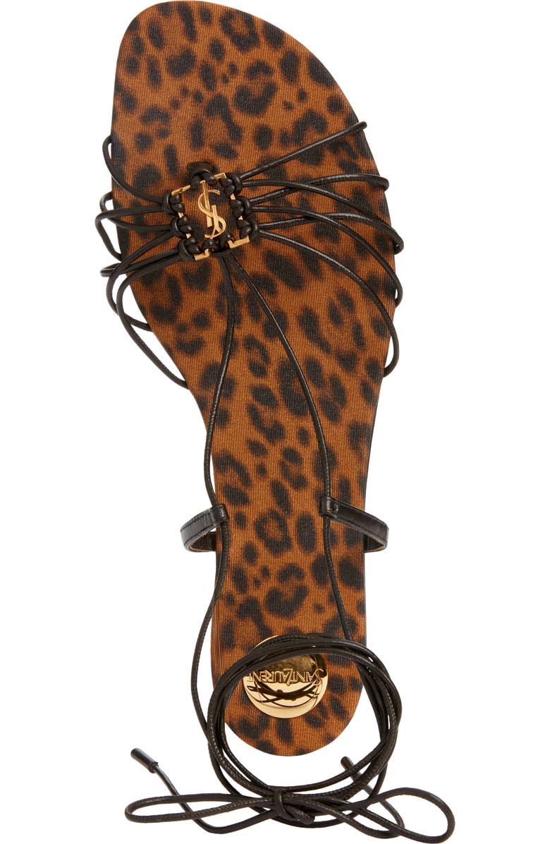 Saint Laurent Bridget Wraparound Ankle Strap Sandal, Alternate, color, Eagle Brown