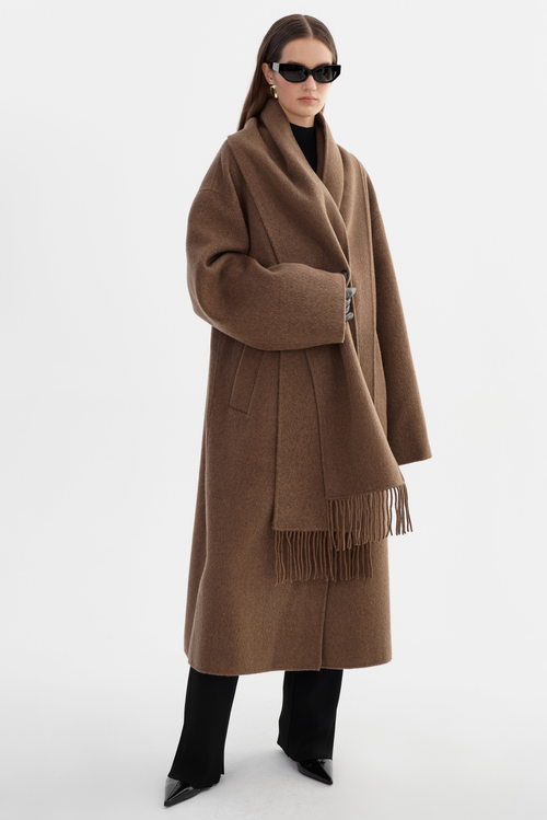 Lamarque Twila | Wool Scarf Coat In Brown