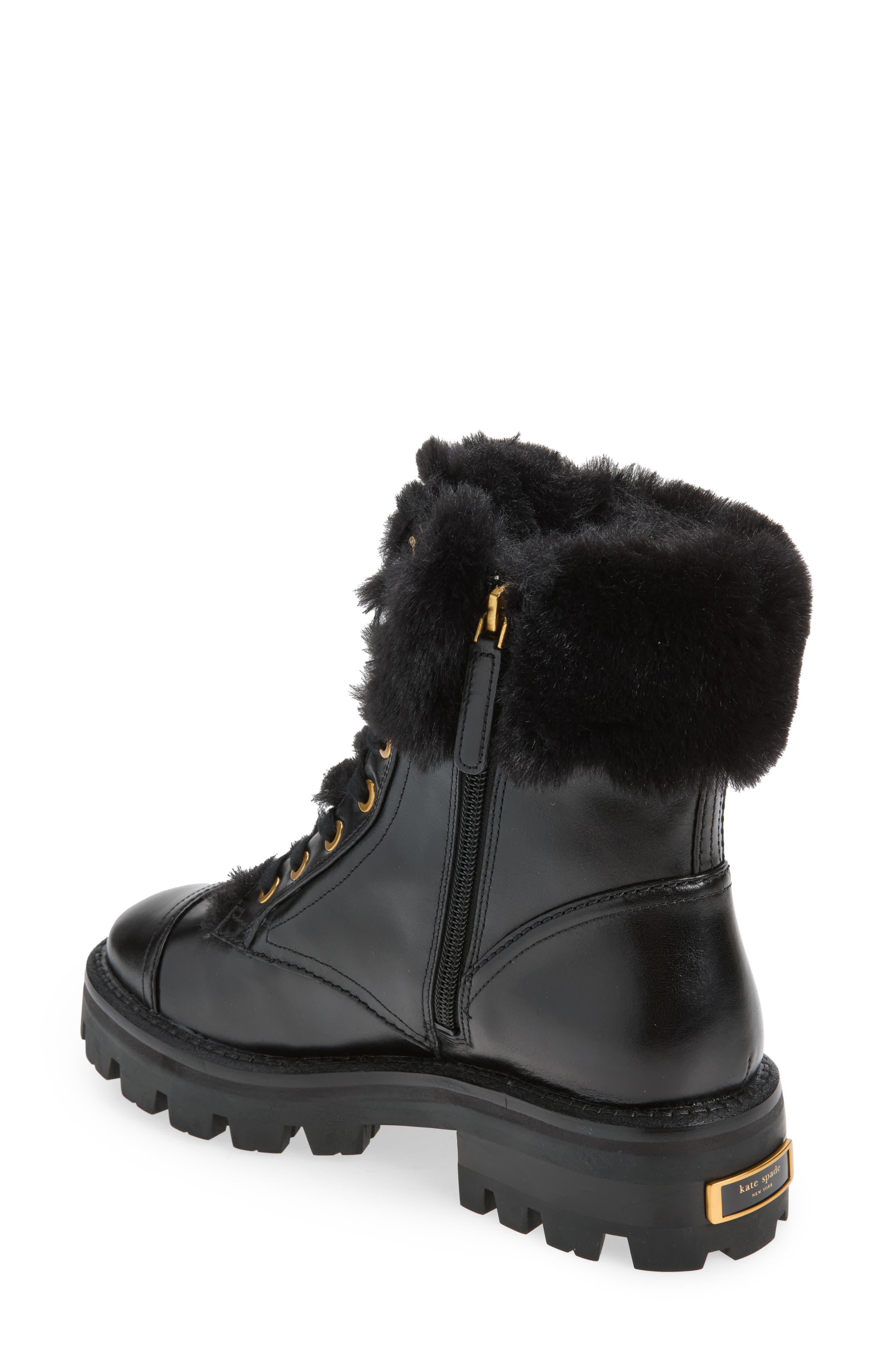 merritt faux fur trim winter boot, Alternate, color, BLACK