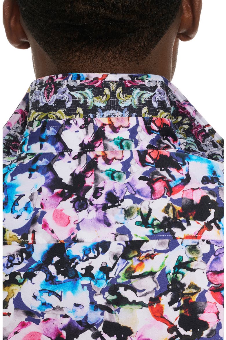 The Atlas Abstract Floral Stretch Button-Up Shirt, Alternate, color, BLACK MULTI