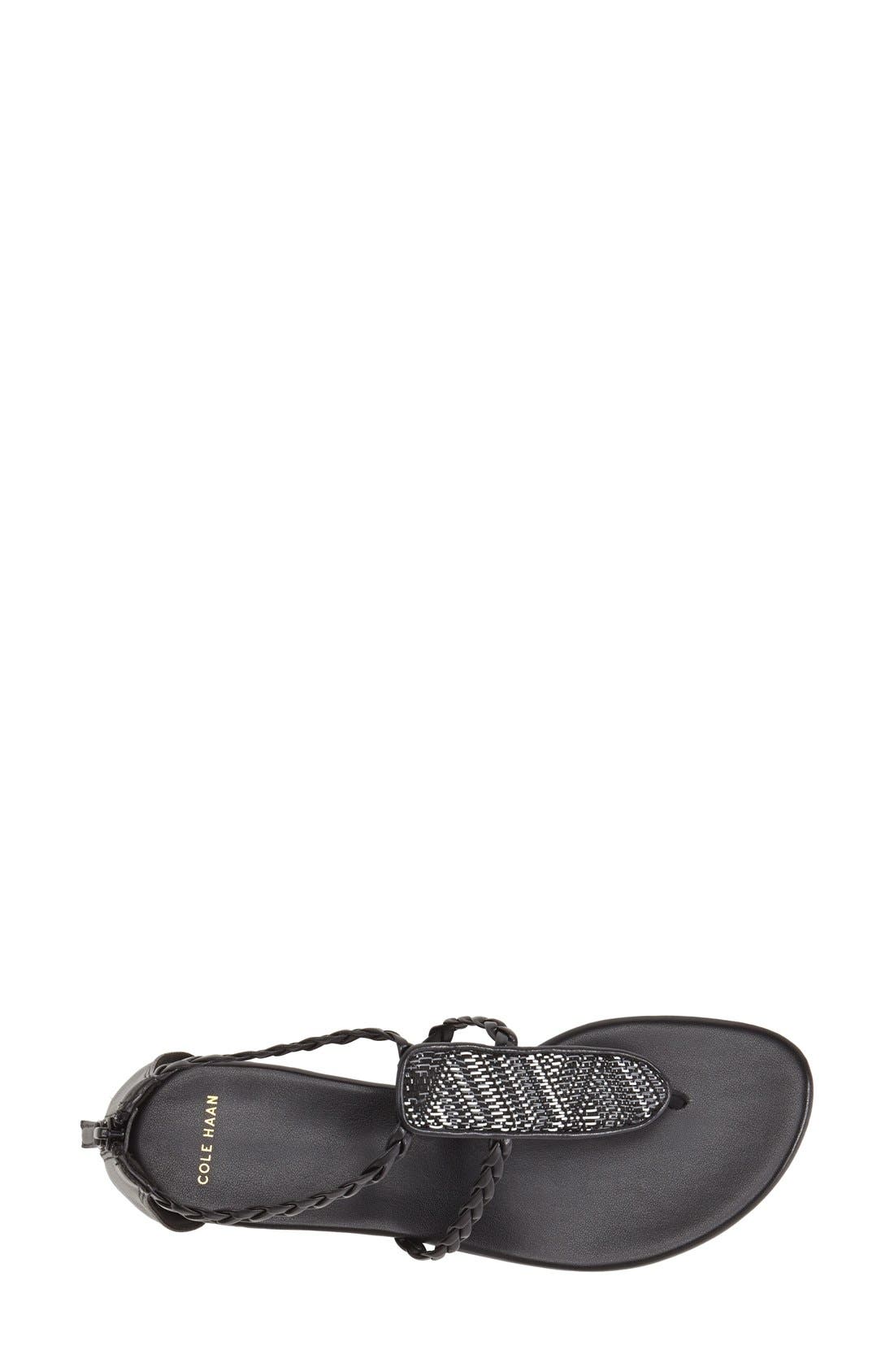 'Abbe' Sandal, Alternate, color, BLACK/ WHITE LEATHER