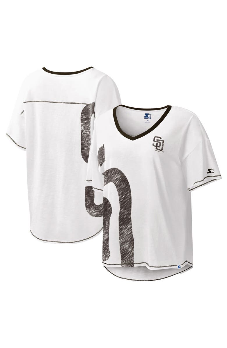 STARTER Women's Starter White San Diego Padres Perfect Game V-Neck T-Shirt, Alternate, color, 