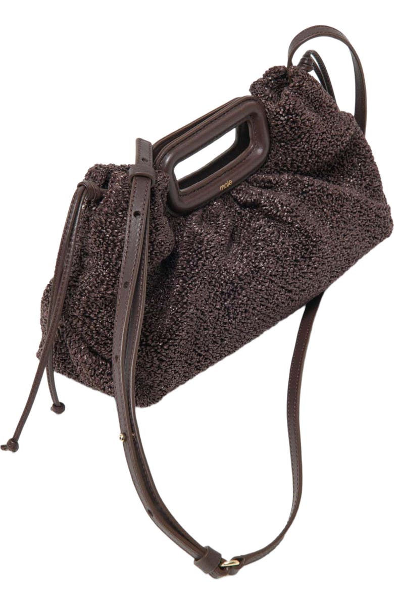 maje Mipli bouclé effect clutch bag, Alternate, color, Dark Brown