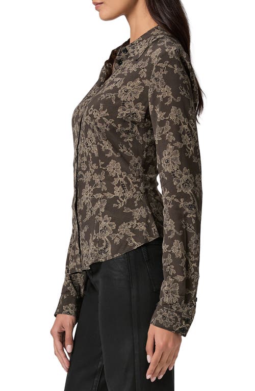Paige Womens Black Multi Desano Lace-print Woven Shirt In Brown