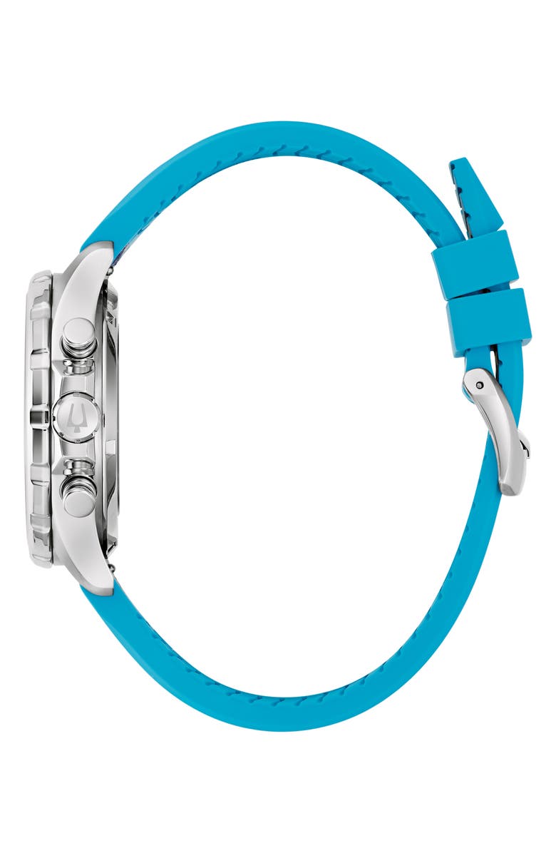 BULOVA Team Miami E1 Racing Marine Star Rubber Strap Watch, 43mm, Alternate, color, Silver-Tone