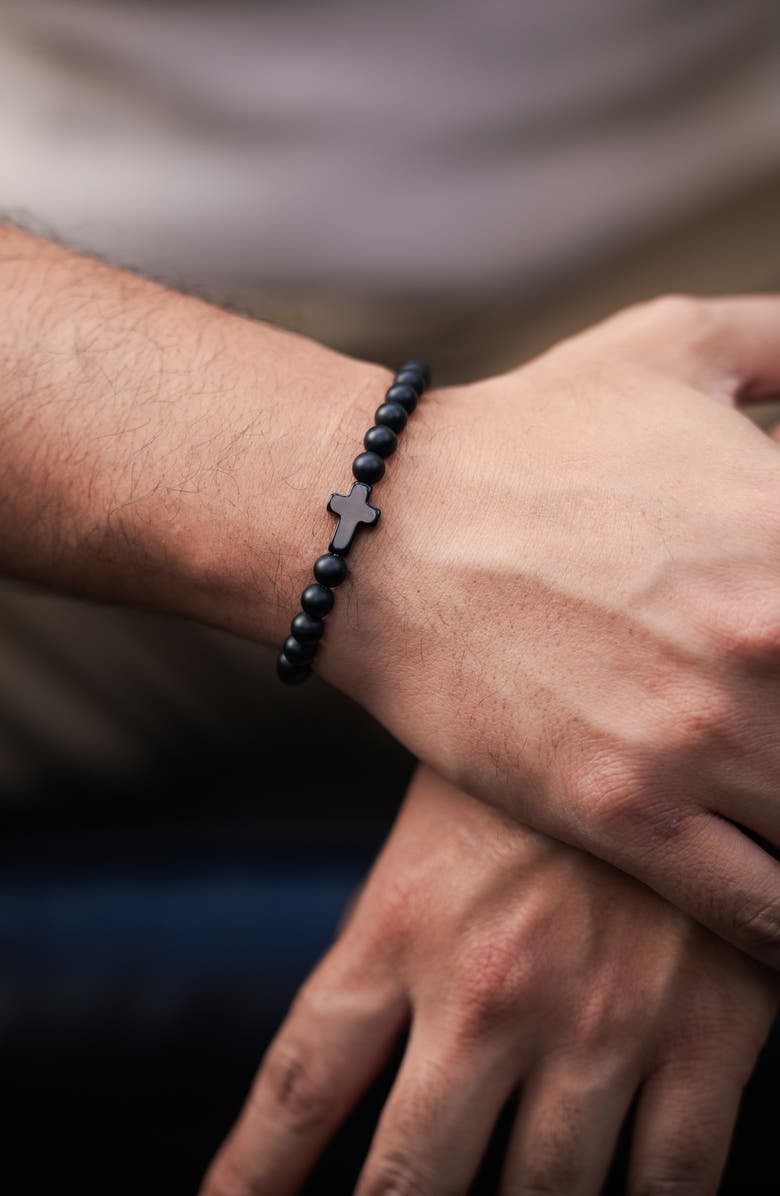 Caputo
Co. Men
s Onyx Cross Bead Stretch Bracelet, Alternate, color, Black Onyx