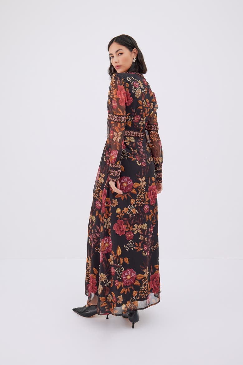 Floral Black Dress, Alternate, color, Black