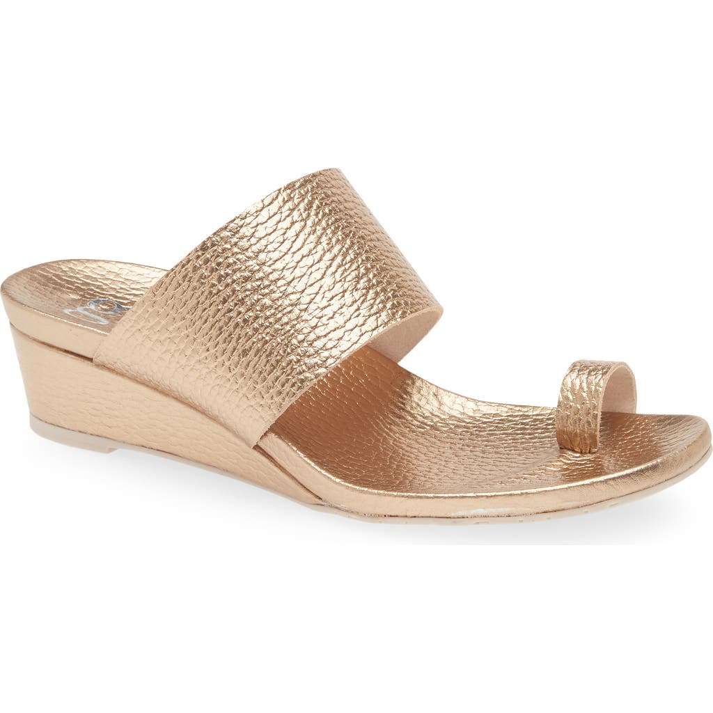 Pedro Garcia Weilis Wedge Slide Sandal In Cava Cervo Lame