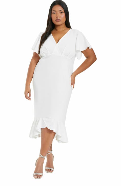 rosewe plus size white dresses