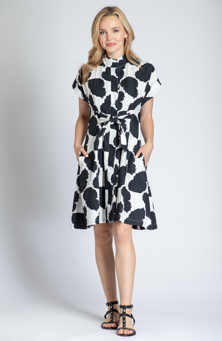 APNY Belted Shirtdress, Alternate, color, Black/White