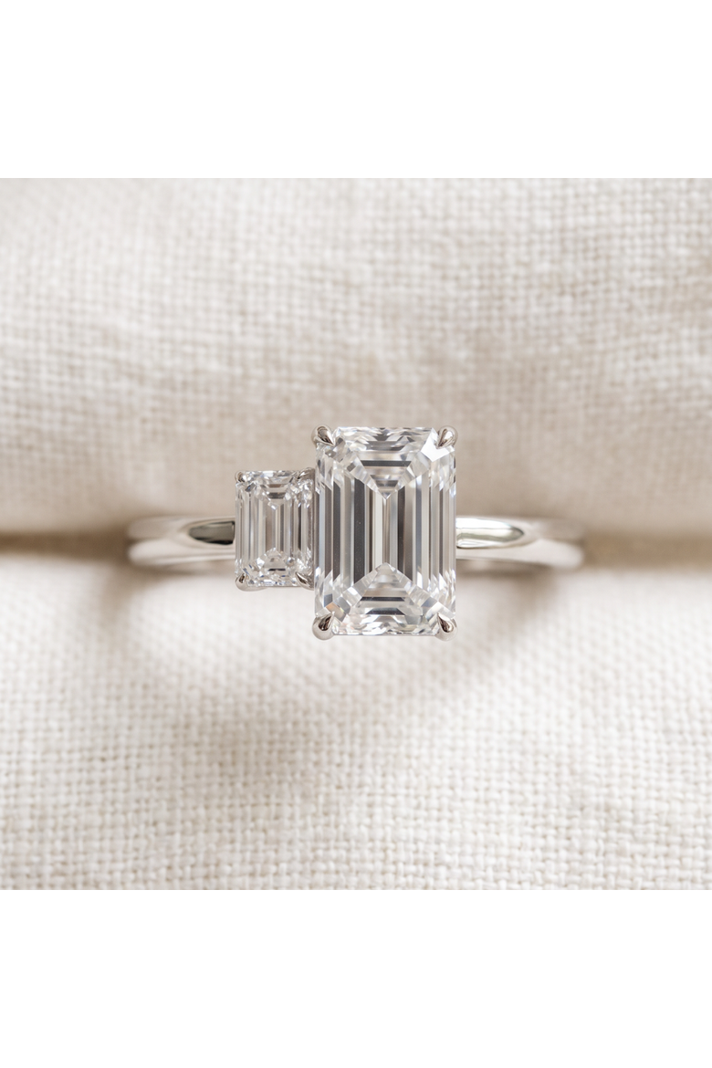 1 1/4Ct Emerald Cut Toi et Moi Diamond Ring Lab Grown, Alternate, color, 14k Yellow Gold