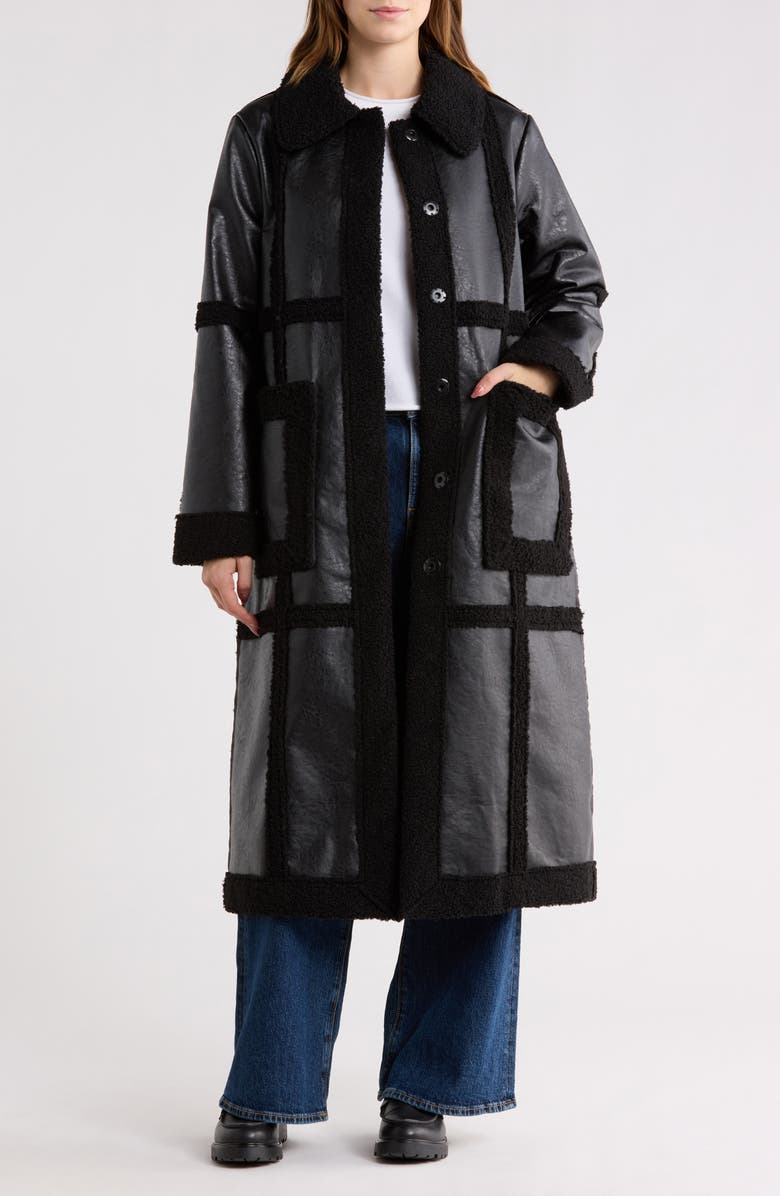 Hutch Ozzie Faux Shearling Trim Coat, Alternate, color, Black