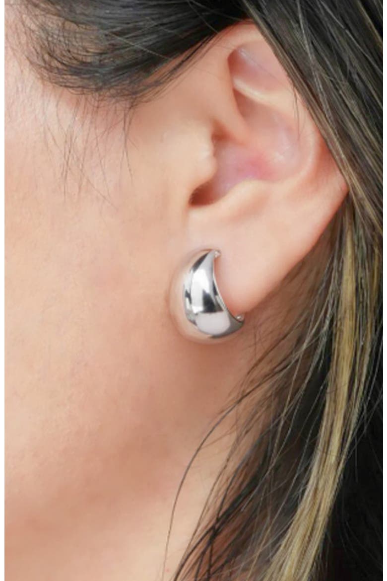 Chubby Huggie Hoop Earrings, Alternate, color, SILVER