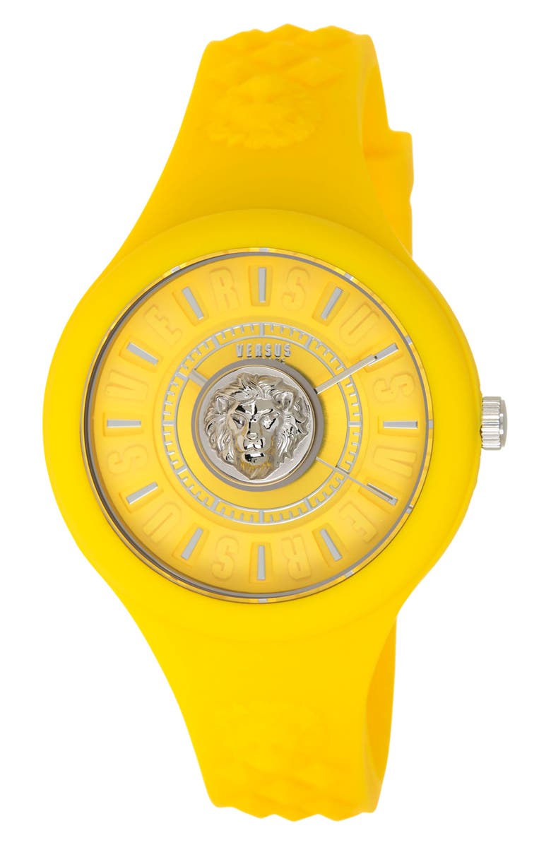 VERSUS Versace Versace Silicone Strap Watch, 39mm & Zip Case, Main, color, Yellow