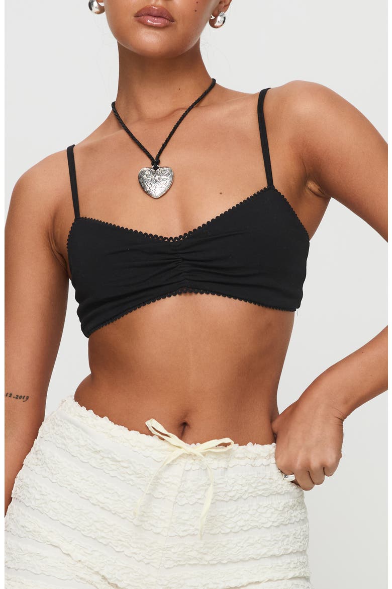 Kiki Cotton Blend Bralette, Main, color, BLACK