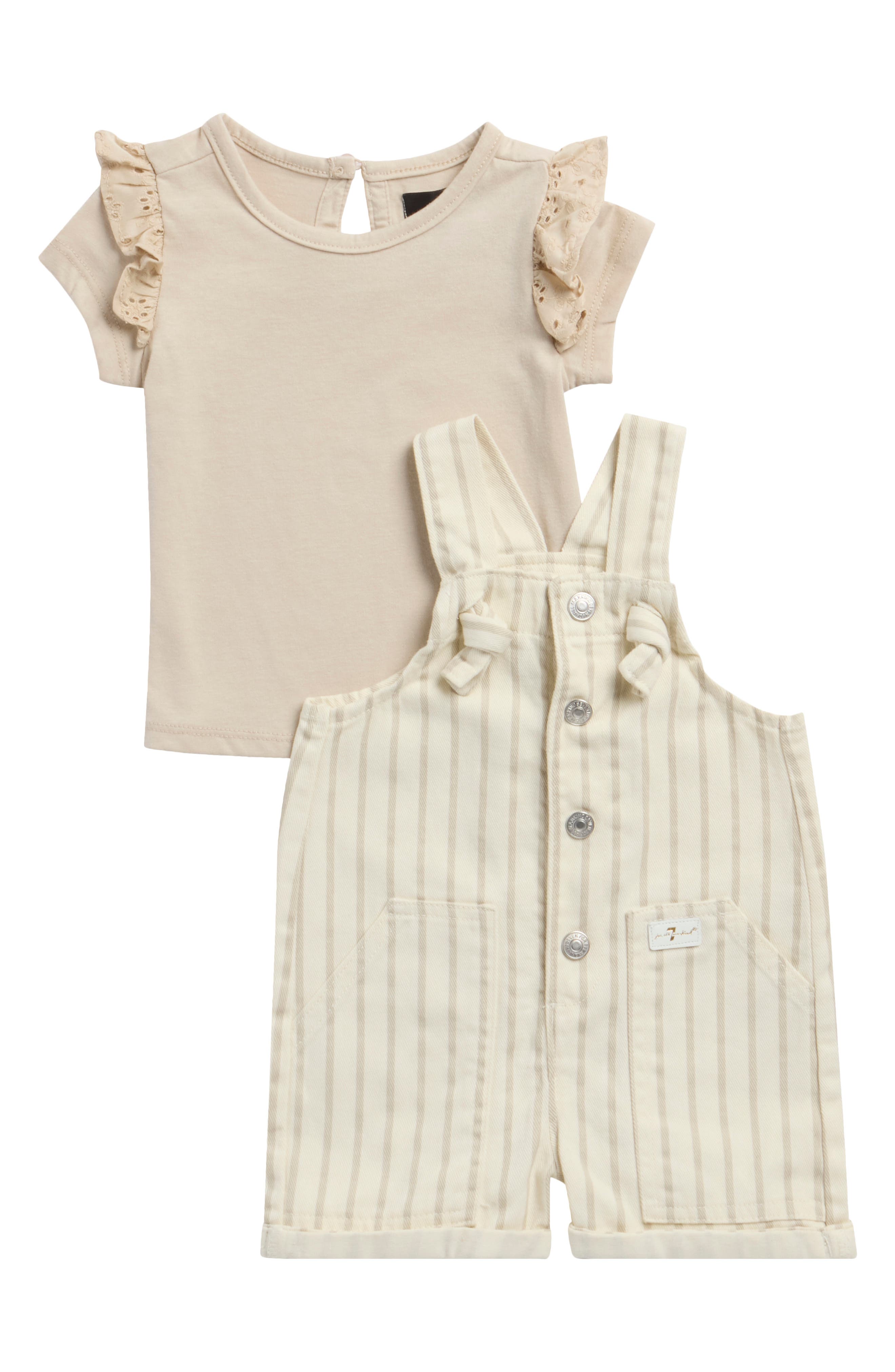 Ruffle Sleeve T-Shirt & Shortall Set