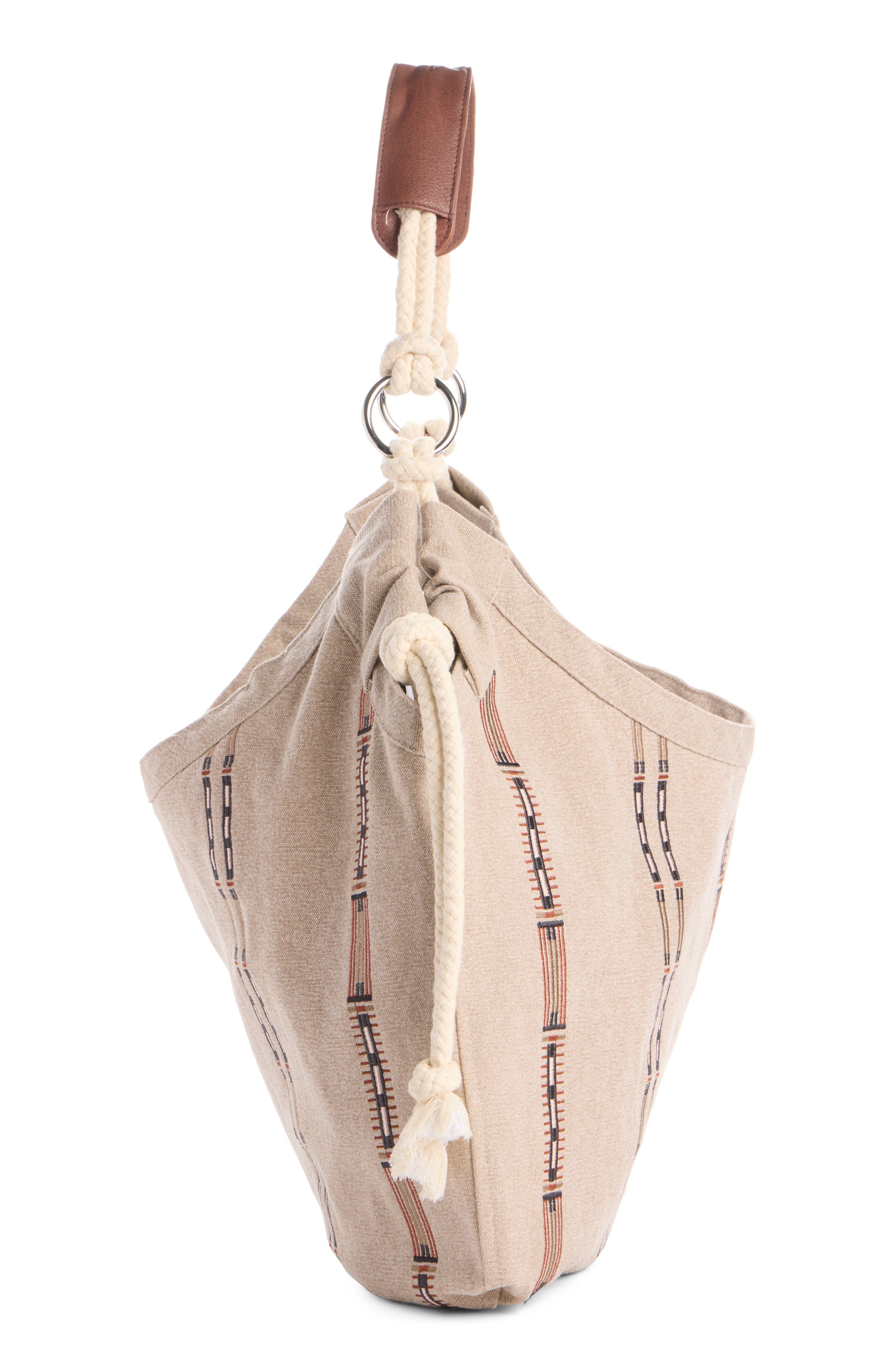 Isabel Marant Byron Embroidered Canvas Shopper Tote, Alternate, color, Ecru