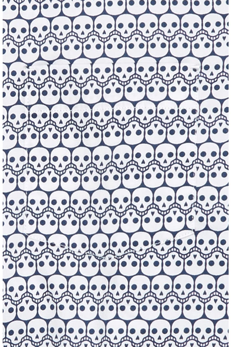 Kids' Skull Print Button-Down Shirt, Alternate, color, NAVY/ WHITE REPEATING SKULL