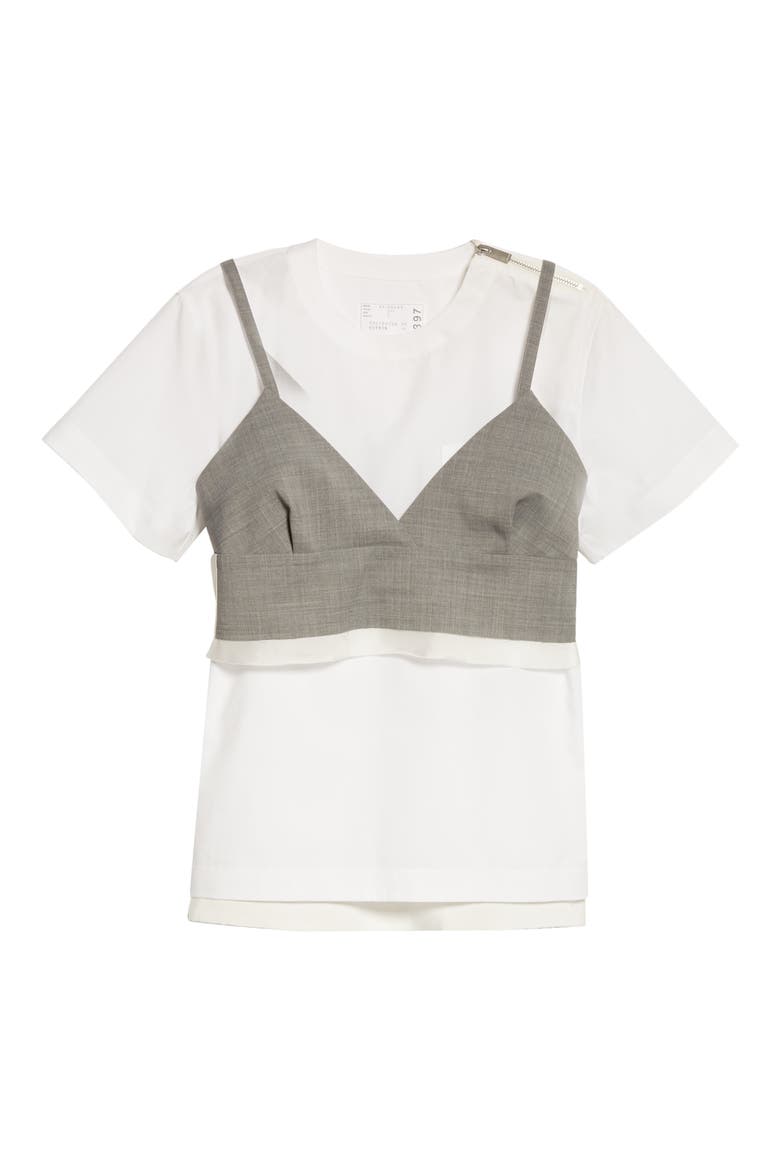 Poplin Top with Removable Bralette, Alternate, color, LIGHT GREY/ WHITE