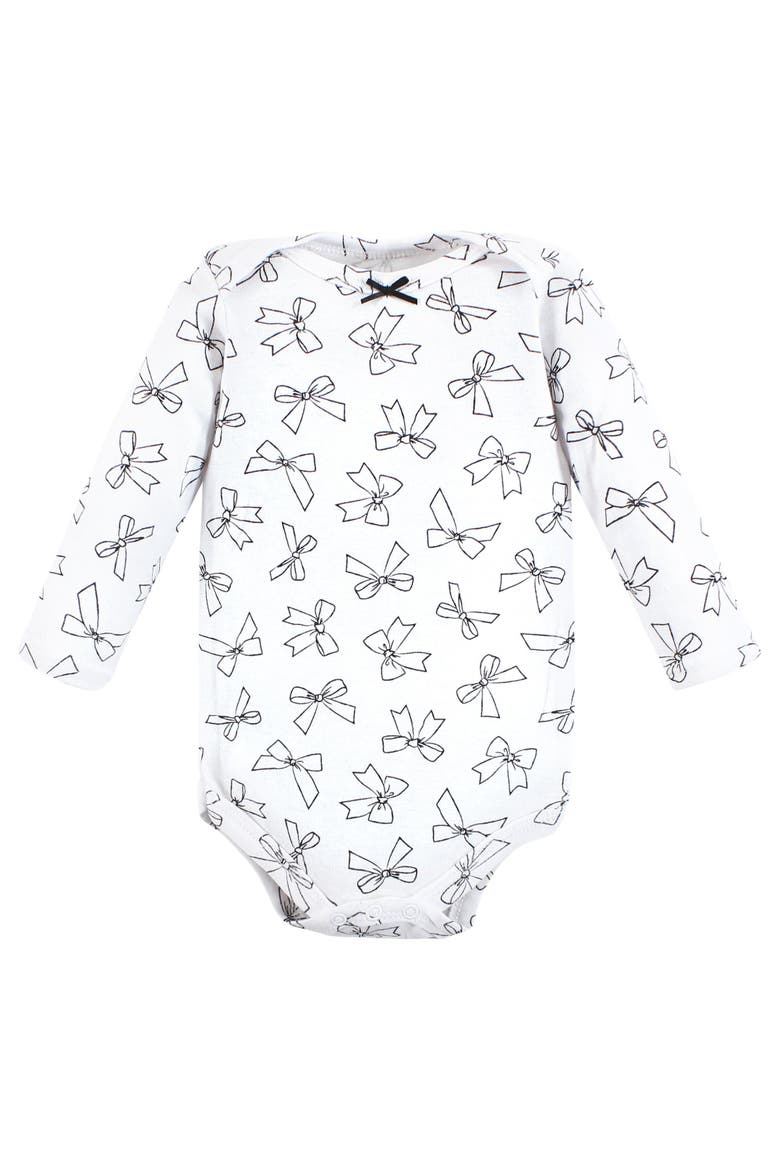 Essential All-Cotton Long-Sleeve Bodysuit Triple Pack, Alternate, color, Winter Bows 3-Pack
