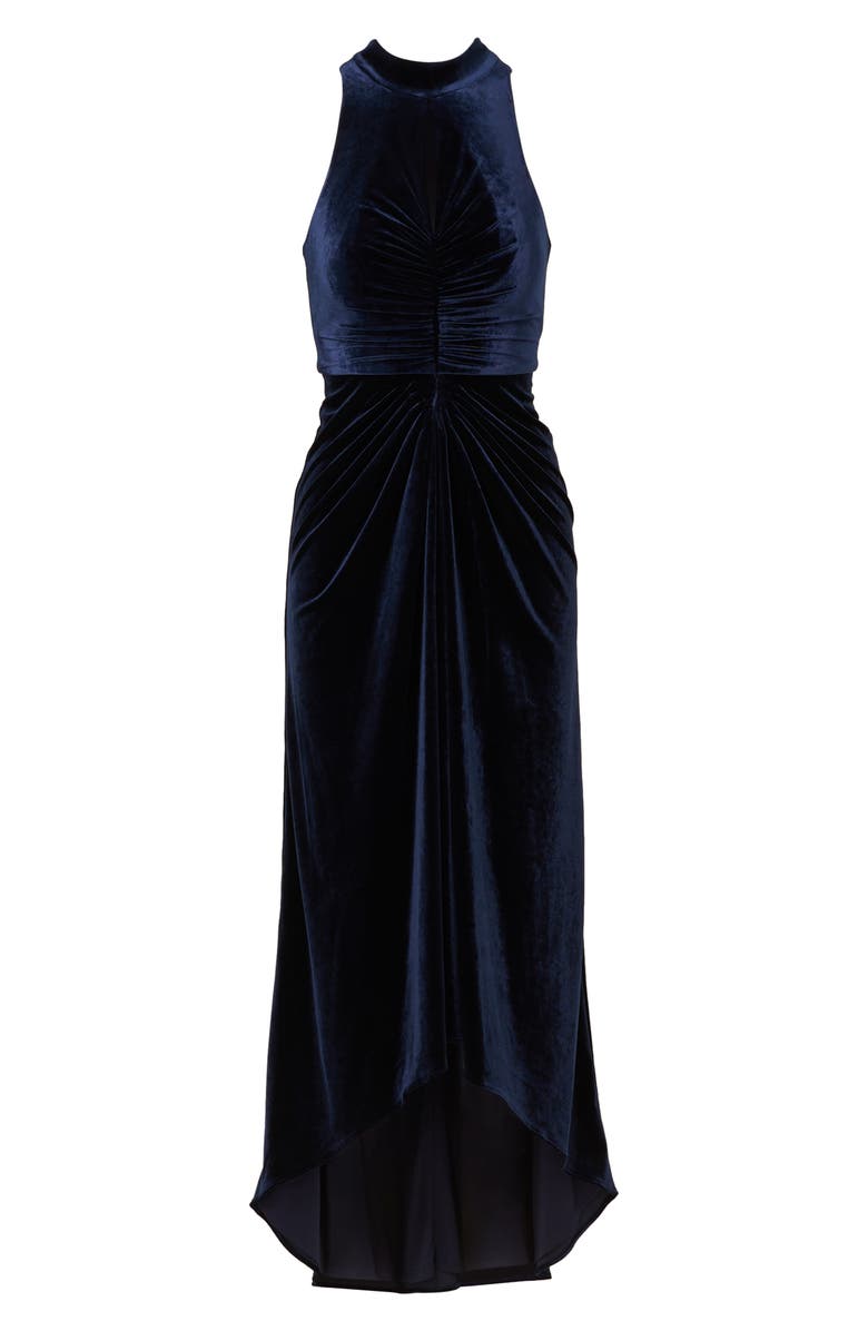 Adrianna Papell Sleeveless Stretch Velvet High-Low Gown, Alternate, color, 