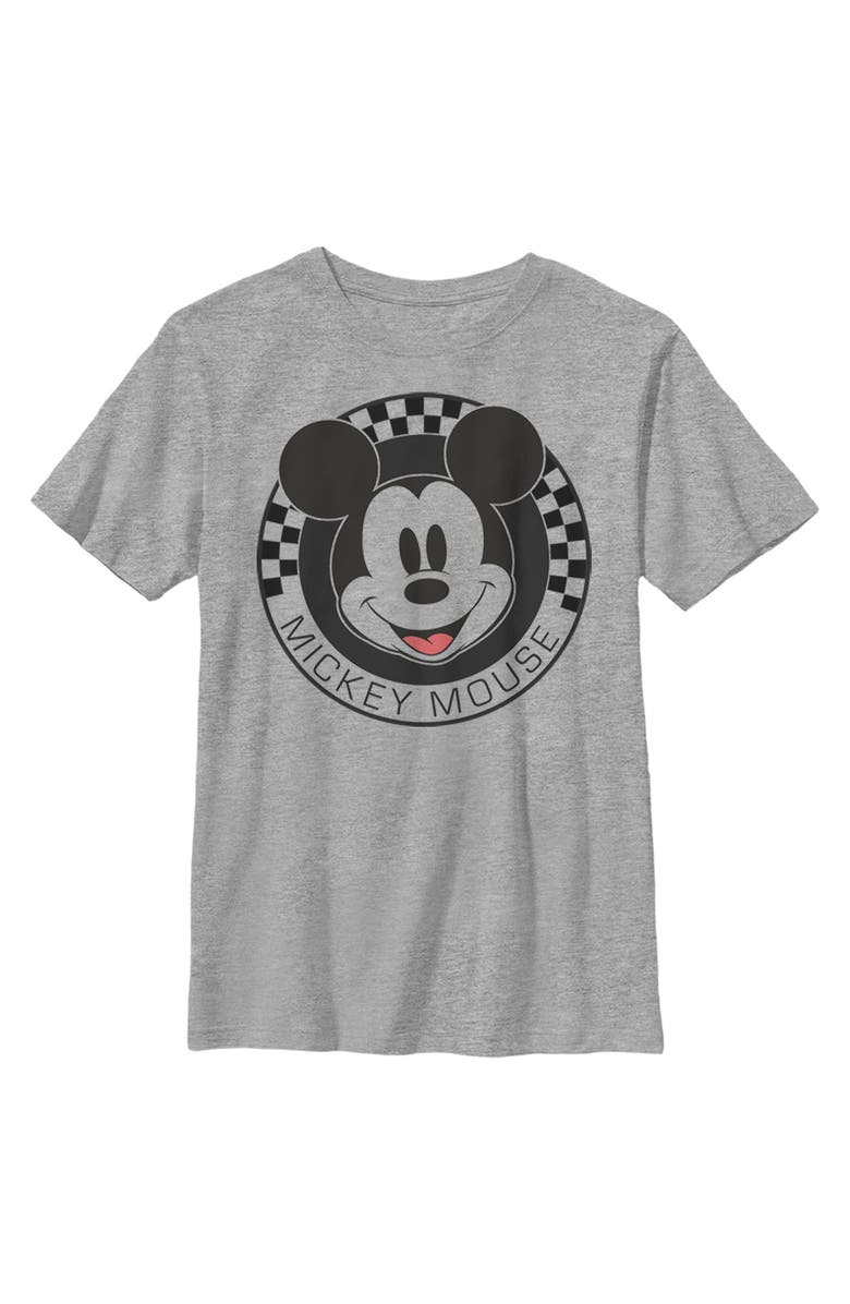 Mickey & Friends Boy's Mickey & Friends Checkered Mickey Mouse Portrait Graphic T-Shirt, Main, color, Athletic Heather