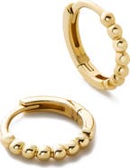 Ana Luisa Small Gold Hoop Earrings - Gold Bead Huggie Hoops