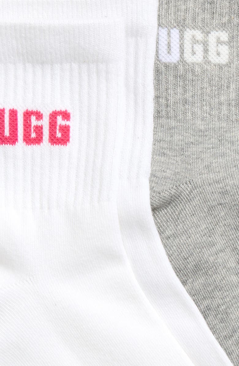 UGG<sup>®</sup> Quinlin Assorted 2-Pack Logo Quarter Socks, Alternate, color, Chroma Pink / Grey Heather