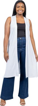 24seven Comfort Apparel Long Sleeveless Cardigan Vest