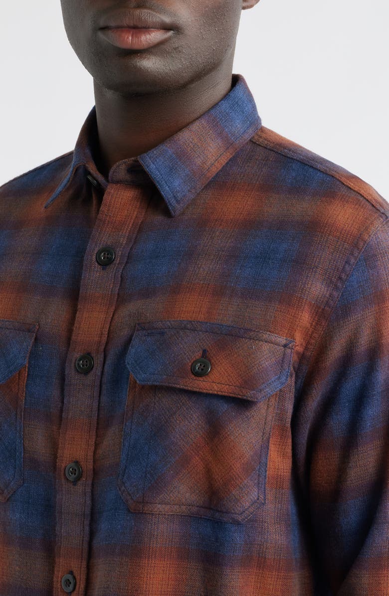 Pendleton Burnside Plaid Flannel Button-Up Shirt, Alternate, color, Navy/ Brick Plaid