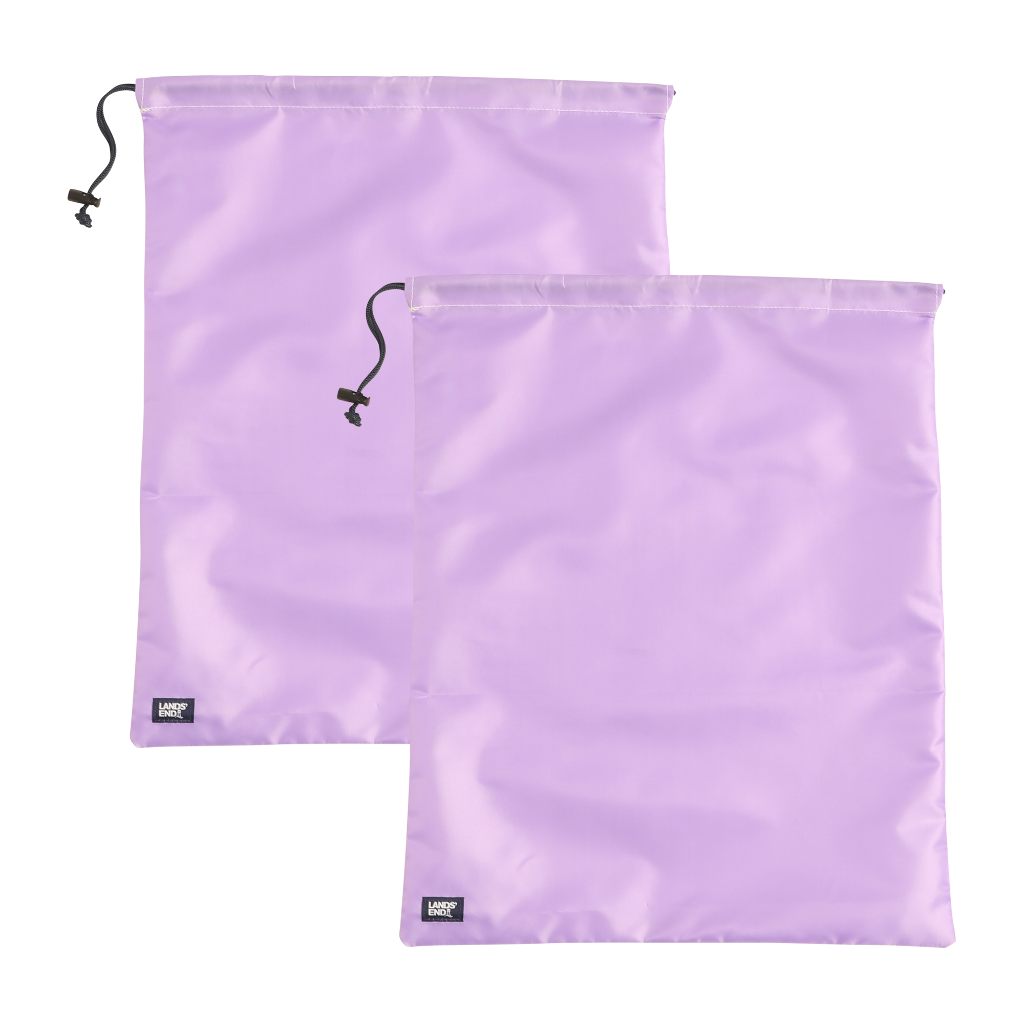 Lands' End Travel Laundry Bags 2-Pack, Polyester Canvas Dirty Clothes Travel Bag with Drawstring, Alternate, color, Lilac