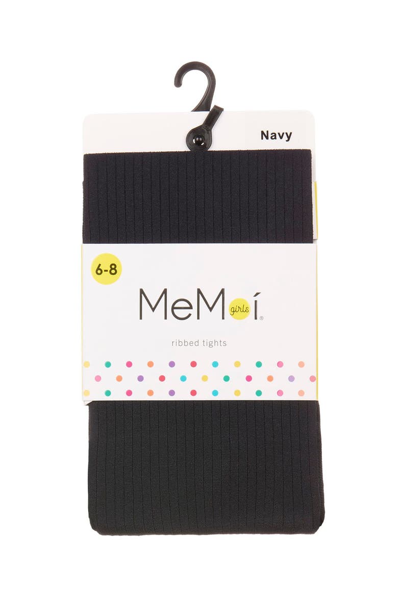 Opaque Fine Ribbed Nylon Tights, Alternate, color, Navy