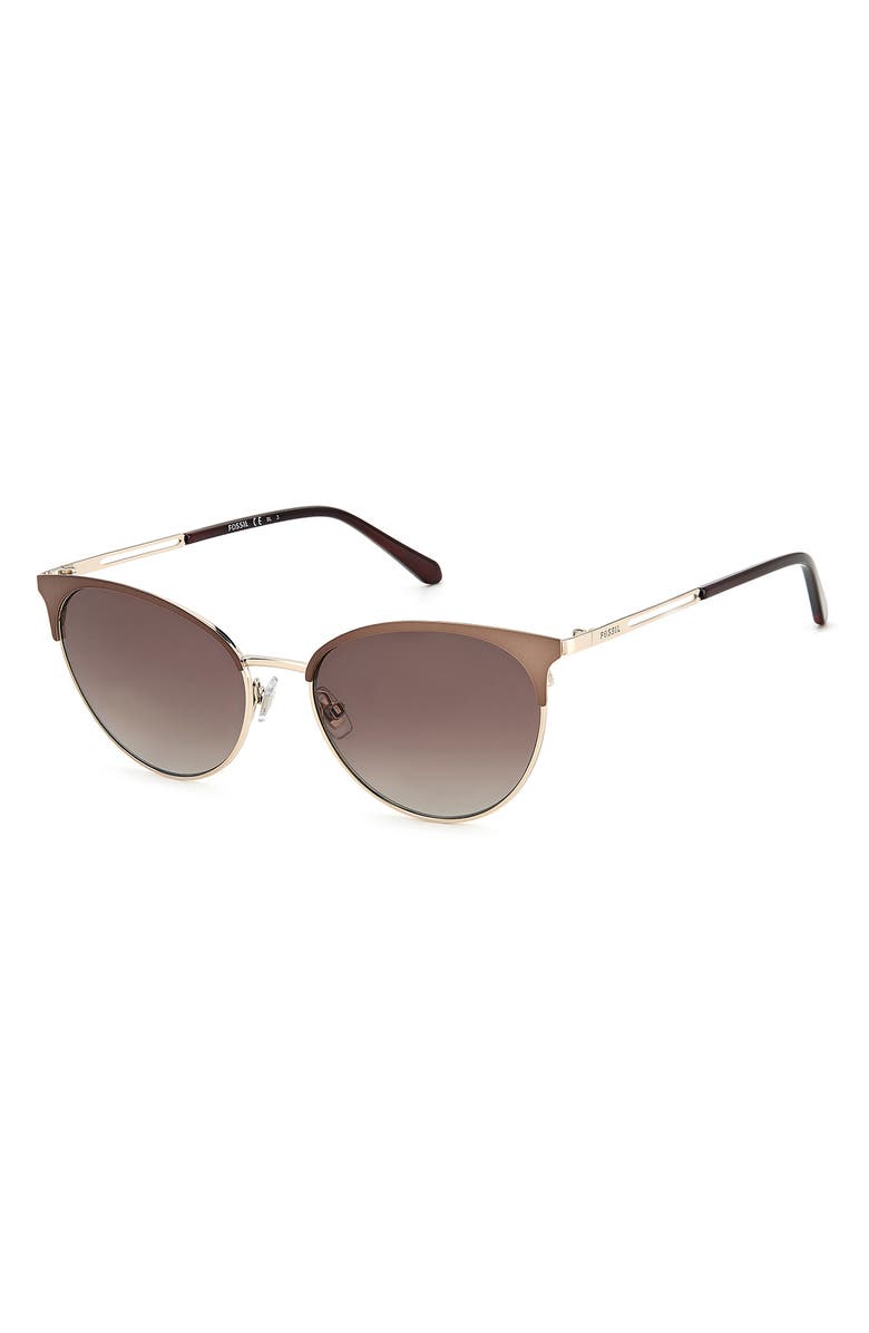Fossil 55mm Gradient Cat Eye Sunglasses, Alternate, color, Brown