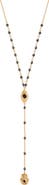Karma and Luck Hematite Evil Eye Hamsa Women's Lariat Necklace - Spiritual Resilience