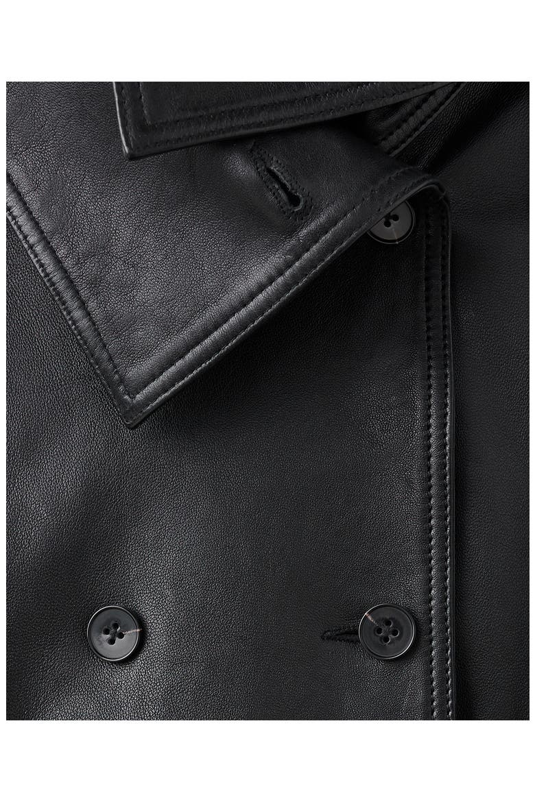 Funnel Neck Leather Jacket, Alternate, color, BLACK