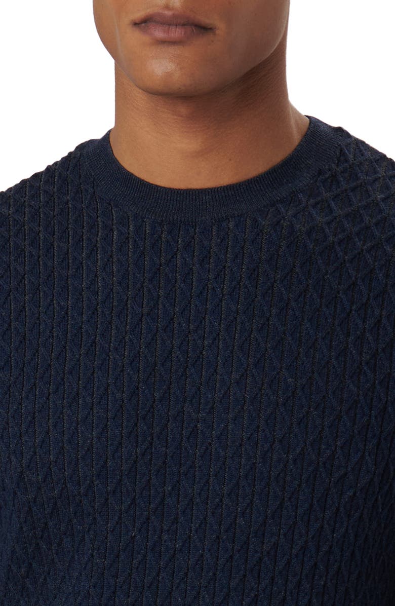 Bugatchi Merino Wool Diamond Stitch Sweater, Alternate, color, Navy
