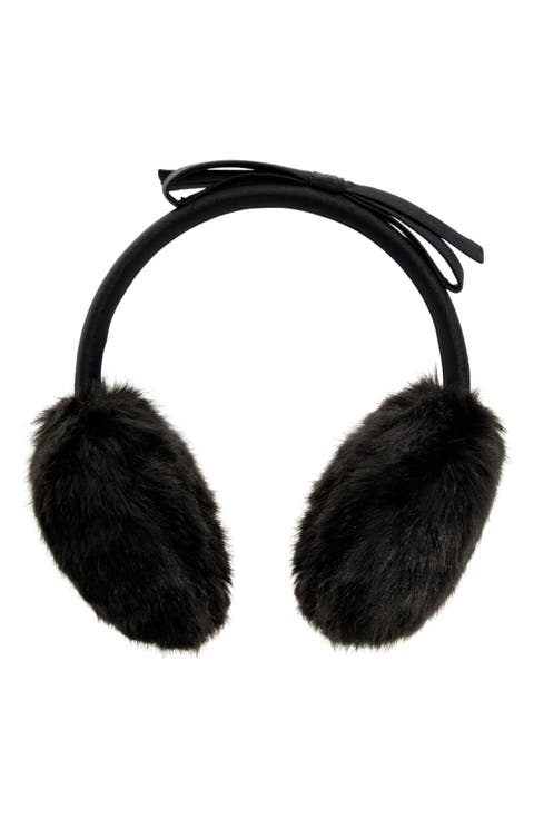 shoelace bow faux fur earmuffs