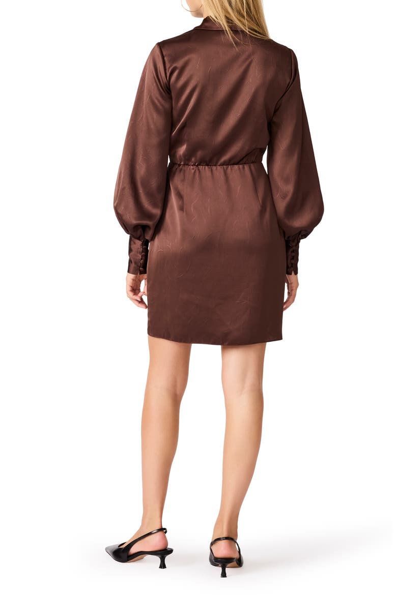 Ailani Faux Wrap Minidress, Alternate, color, SHAVED CHOCOLATE