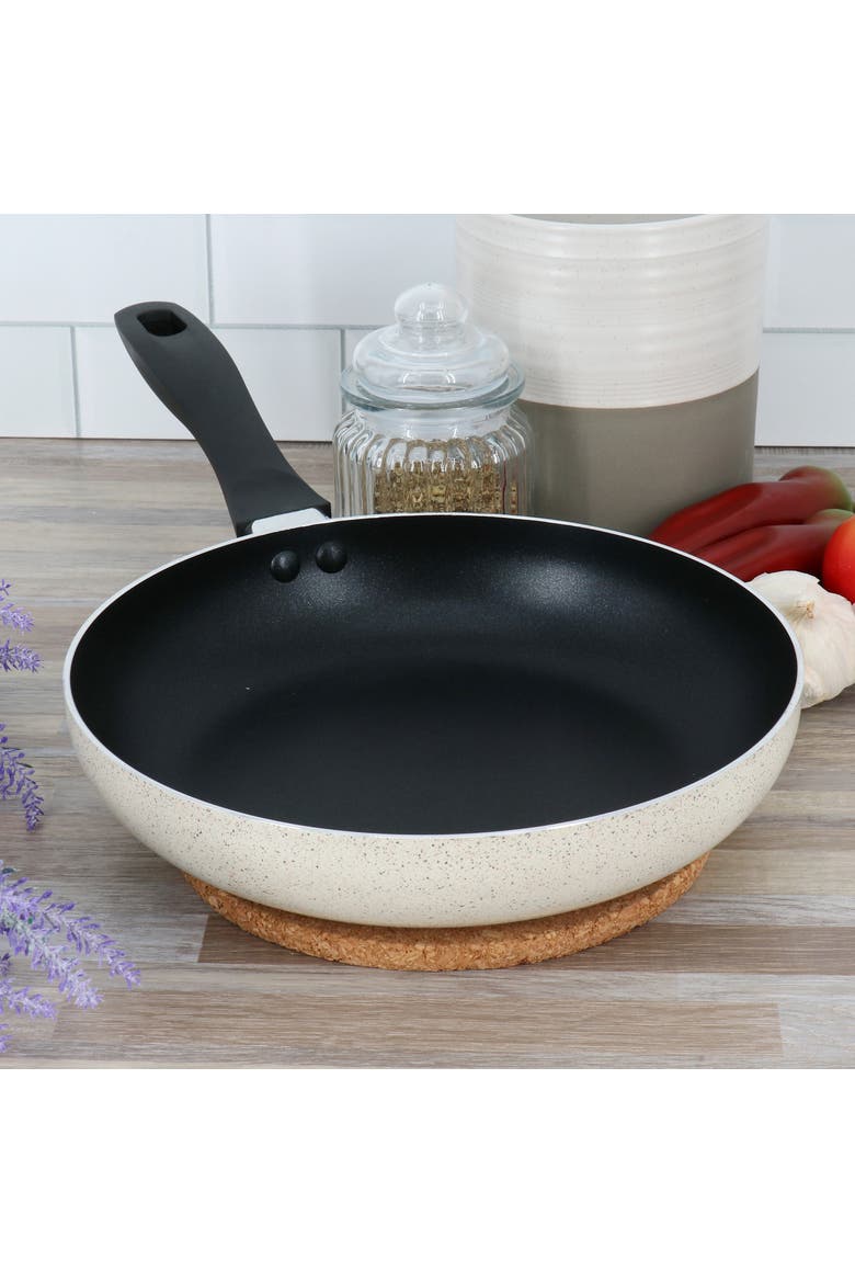 Clairborne 9.5 Inch Round Nonstick Aluminum Frying Pan, Alternate, color, White