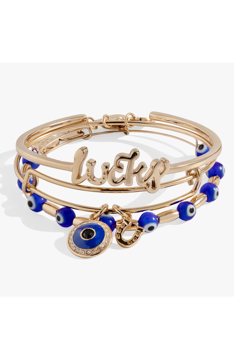 Alex and Ani Evil Eye Bangle Bracelet Set Of 3, Main, color, Gold