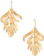 Kenneth Jay Lane Hammered Leaf Drop Earrings