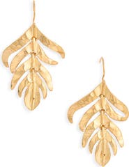 Kenneth Jay Lane Hammered Leaf Drop Earrings