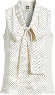 Anne Klein Polka Dot Bow Neck Blouse