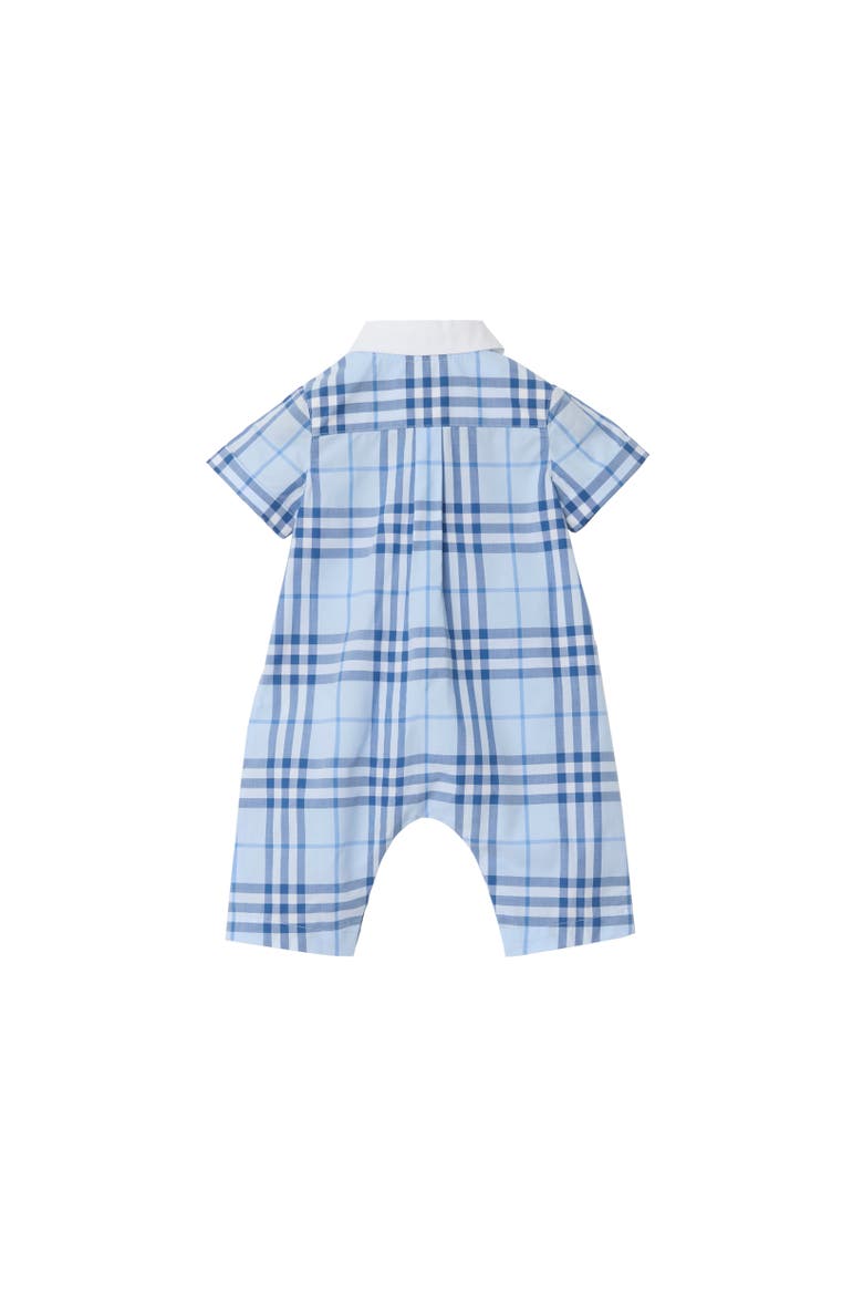 Check Cotton Playsuit, Alternate, color, Ice blue