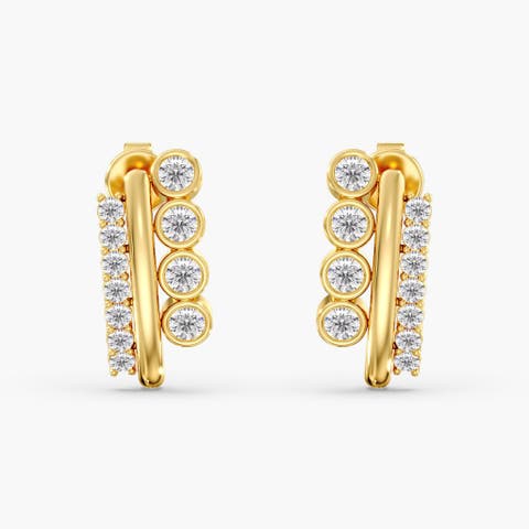 Stacked Trio Lab Diamond Studs in 14K Gold