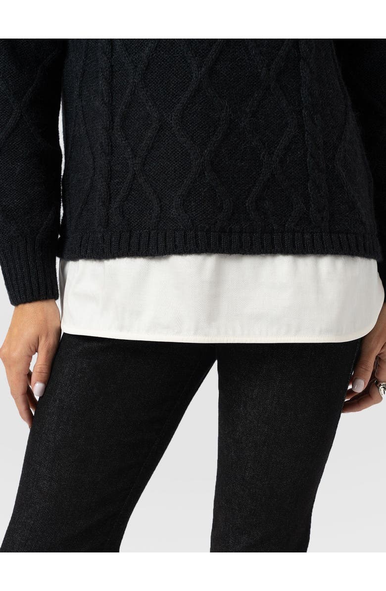 Saint + Sofia Arden Mock Shirt Sweater, Alternate, color, Black