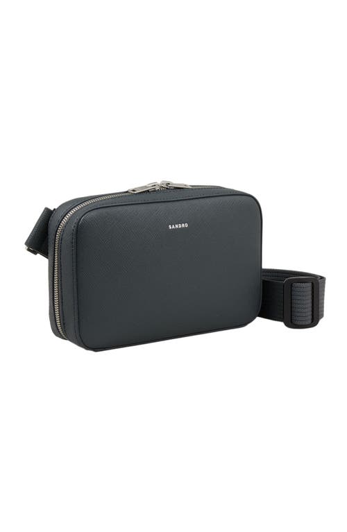 Sandro Small Reconstitued Leather Bag In Gray
