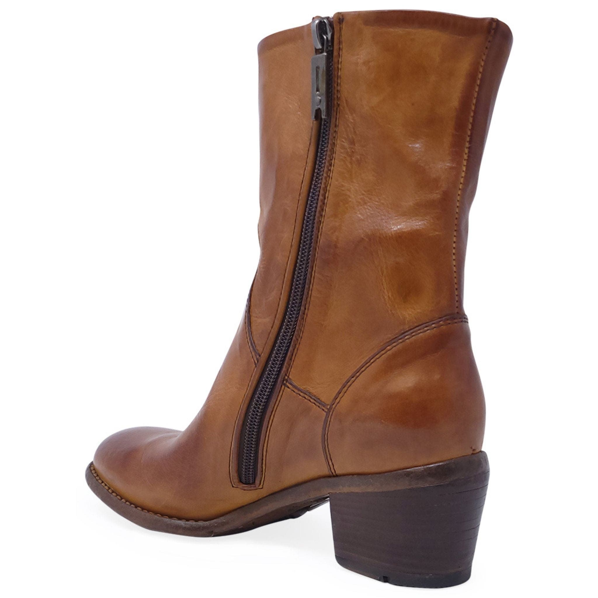 Leather Mid Calf Boot, Alternate, color, BROWN