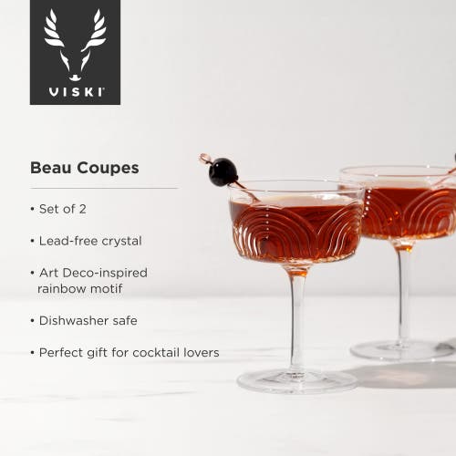 Viski Deco Beau Crystal Coupes In Clear